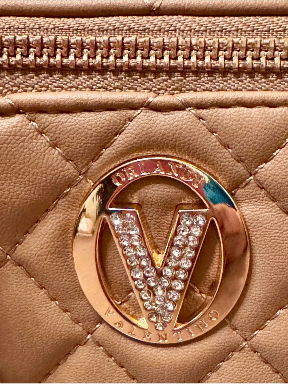 Quilted Top-Handle Crossbody Vanity Bag in Taupe